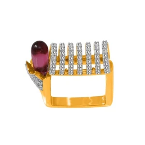 14KT Natural Diamond With Red Stone Gold Ring Jewelry For Women Free Shipping - Picture 1 of 9