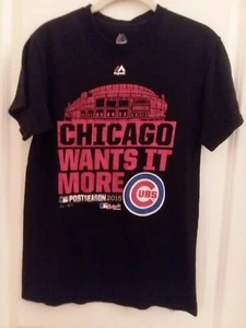 Majestic schwarz Baumwolle Herren Chicago Cubs "Wants It More" 2015 Shirt Männer S - Bild 1 von 3