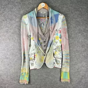 Ivko Cardigan Womens UK 14 Cotton Silk Jacquard Knit Floral Embroidery Jacket 42 - Picture 1 of 18