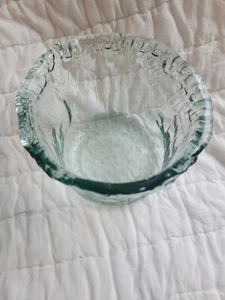 Recycled Glass Bowl Light Aqua Art Glass Textured Rim - Picture 1 of 2