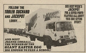 Foto de camión Bedford vintage de 1980 Toblerone chocolate anuncio impreso promocional - Imagen 1 de 1