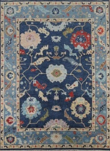 Antique Modern Oushak Navy Blue Hand-knotted Carpets & Rugs for living area. - Picture 1 of 15