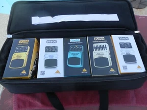 5 NEW GUITAR PEDALS IN BOXES WITH TOURTEK PEDAL CASE AC ADAPTER AND CORDS - Picture 1 of 9