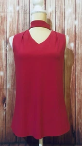 Women’s Small Tank Top Diana Belle Pink Silky Stretch Zip V Neck Choke Collar - Picture 1 of 12