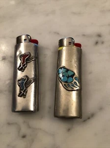 lighter cases with turqouise coral, Native American Western Tobacciana Lot two - Picture 1 of 10