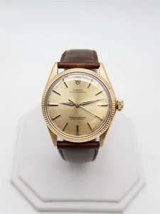 $14,000 ROLEX OYSTER PERPETUAL 34mm 14k Yellow Gold Mens Dress Watch SERVICED - Picture 1 of 10