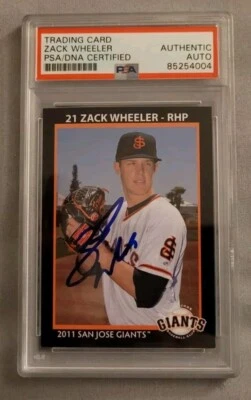 Zack Wheeler signed 2011 SJ Giants Minor League Baseball Card IP auto PSA RC - Image 1 of 3