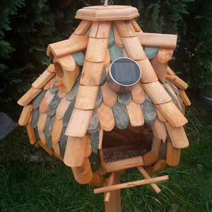 Großes Luxus Solar LED Licht Vogelhaus oder Ständer Vogelfutterhaus Häuschen - Bild 1 von 32