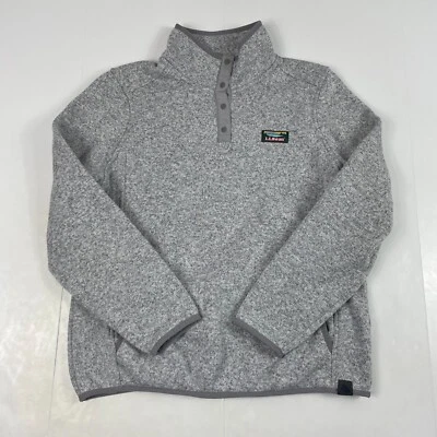 Chaqueta LL Bean para mujer gris medio 1/4 a presión polar senderismo esquí camping al aire libre Foto 1 de 4