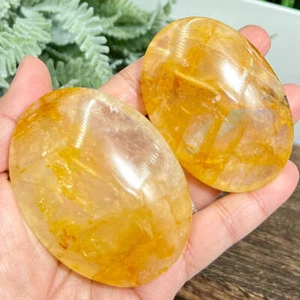 Golden Healer Quartz Palm Stones Worry Meditation Crystals YOU CHOOSE - Picture 1 of 20