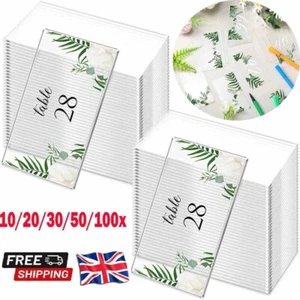 10-100x Clear Acrylic Place Cards Wedding Guest Names Table Seating Blank Cards - Picture 1 of 10