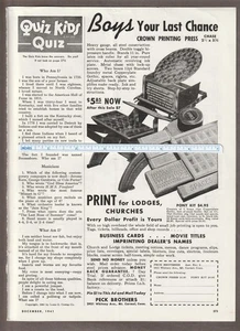 Vintage 1941 CROWN PRINTING PRESS Magaz AD~PECK BROTHERS/Mt. Carmel, CN ~ Pony Bausatz - Bild 1 von 1