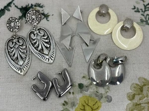 LOTE DE TRABAJO aretes colgantes vintage de plata de los años 80 x 5 pares inc aros - Imagen 1 de 7