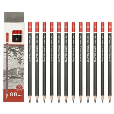 24Pcs 8B Drawing Pencils for Sketching, Red/Black - Image 1 of 4