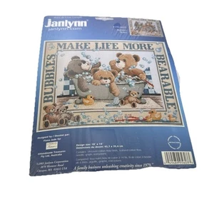 Janlynn Cross Stitch Kit - Bubbles Make Life More Bearable - Bears in Tub - NIP - Picture 1 of 5