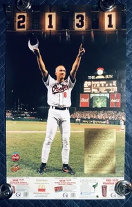 "Póster vintage de los Baltimore Orioles 21""x30"" de Cal Ripken Jr. 2131 juegos consecutivos" - Imagen 1 de 2