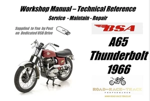 BSA A65 Thunderbolt Service Reparatur Werkstatthandbuch USB 1966 - Bild 1 von 11