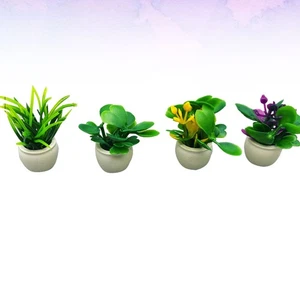 4 Pcs Mini Plant Model Miniature Accessories Flower Pot Ornament - Picture 1 of 9