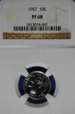 1957 NGC 10C PF68 ROOSEVELT DIME #B50813 - Image 1 of 2