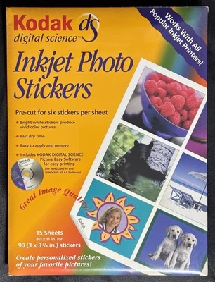Kodak Digital Science Inkjet Photo Stickers 15 Sheets 1674647 New Sealed 1998 - Image 1 of 2