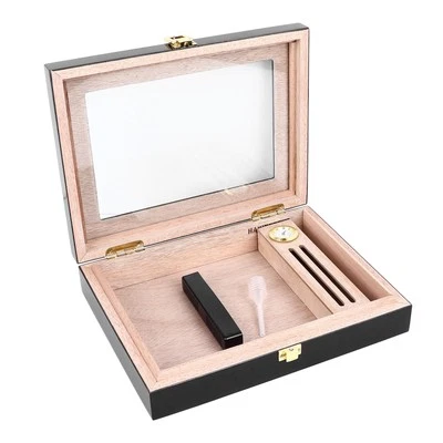 . Zigarren-Humidoren Box Für 8 Bis 15 Zigarren Handcraft Glas Top Zigarrenkiste - Bild 1 von 4