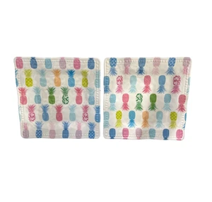 Set of 2 Cynthia Rowley Melamine Square 9" Plates Colorful Pineapples / EUC - Picture 1 of 4