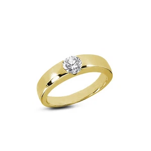 0.31ct H SI1 Round Natural Diamond 14k Gold Classic Solitaire Engagement Ring - Picture 1 of 4