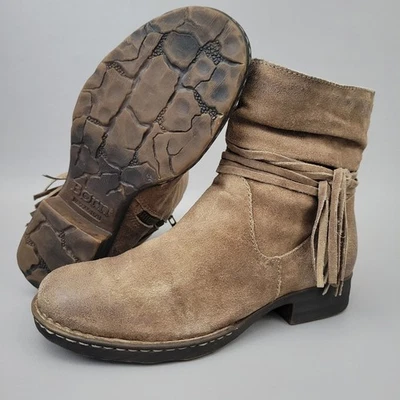 Born Kenya Botines Zapatos Mujer Talla 6 Marrón Gamuza Cremallera Borlas Foto 1 de 4
