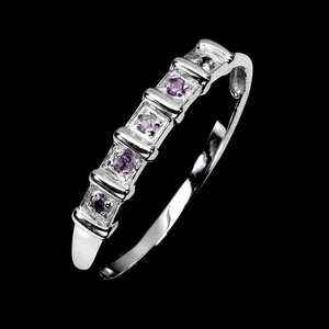 925 Sterling Silver Ring Round Amethyst 2mm Natural No USA Import Fees Size 8 - Picture 1 of 13