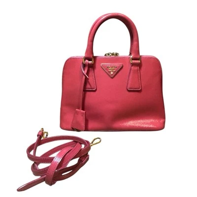 Prada Saffiano Lux Small Pink Vernice Saffiano Leather Promenade Tote Auth 2way - Image 1 of 4