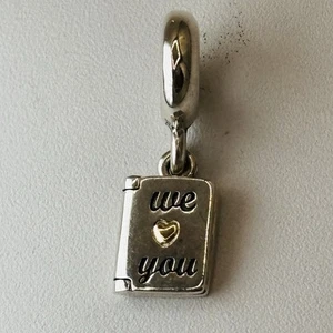 Pandora Sterling Silber & Gold We Love You Happy Mothers Day Buch Dangle Charm - Bild 1 von 6