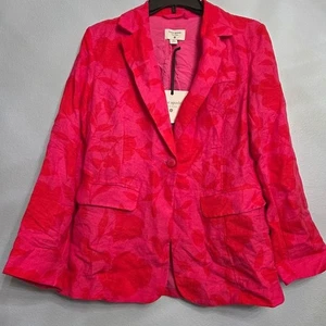 NWT Kate Spade x Target Pink/Red Rose Blazer Linen Floral Jacket XS - Picture 1 of 9