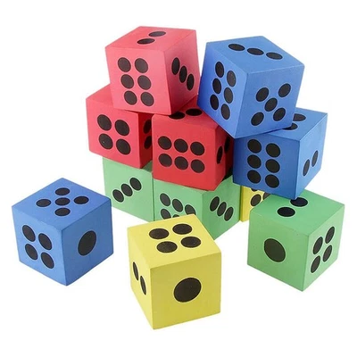 12x SOFT COLOURFUL FOAM LARGE DICE Toy Game PARTY LOOT BAG 3.7cm 2024 Y9J5 C1M2 - Image 1 of 4