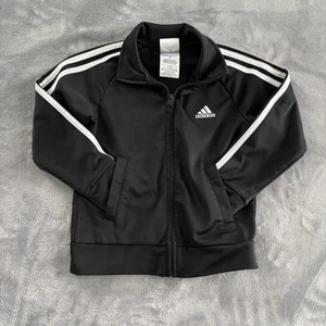 ADIDAS ATHLETIC TRACK JACKET TRACK BLACK WHITE ZIP UP BOYS YOUTH SIZE 4 - Picture 1 of 7