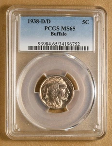 1938 D/D Buffalo Nickel PCGS MS65 - Bild 1 von 2