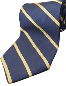 Brooks Brothers Made in USA 100 % Seide Krawatte Herren dunkelblau gold gestreift NEU - Bild 1 von 3