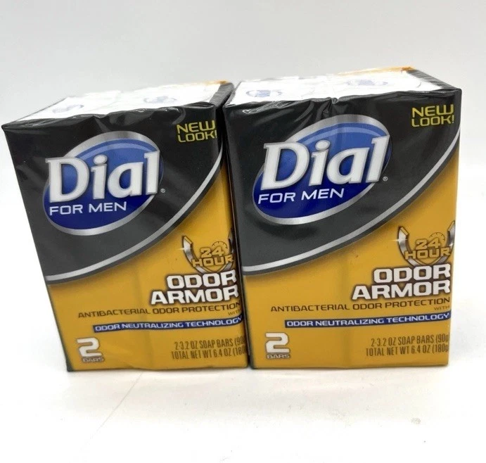 2X Dial para Hombres 24 H Armadura de Olores Barra Neutralizadora de Olores Jabón Paquete de 2-Total 4 Barras Foto 1 de 1