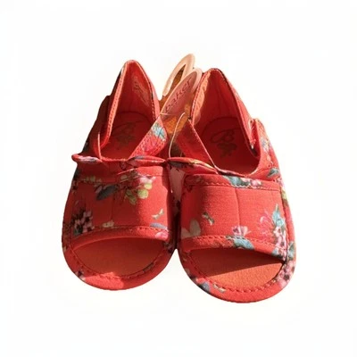 Ted Baker Baby Girl Orange Floral Bow Sandal Pram Shoe Holiday Summer 6-9 Months - Image 1 of 4