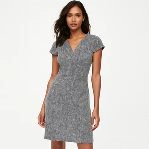 Banana Republic Dress AUS 6 US2 Midi Grey Textured Cap Sleeve Sheath Office Work - Picture 1 of 5