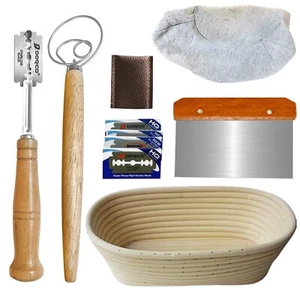 10" Banneton Gärkorb Set Teigschaber, Sauerteig Brot Lahm Teig Schneebesen - Bild 1 von 5