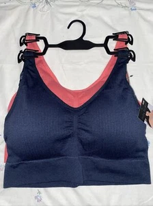 Delta Burke 2-Pack Seamless Bras 1X Soft Comfort Lounge Removable Pads~DB5496 - Picture 1 of 10