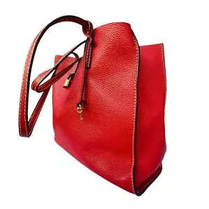 Borsa The Marc Jacobs Fire engine pelle rossa ciottolata macinata con serratura e chiave oro - Foto 1 di 12