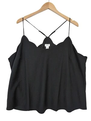 J Crew Cami Tank Top Womens 22 Black Sleeveless Scallop Trim Feminine Minimalist - Image 1 of 4