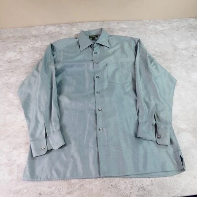 Ermenegildo Zegna Shirt Mens  Large Green Cotton Sheen Pinpoint Straight Cut - Image 1 of 4