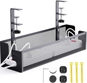 15.7'' under Desk Cable Management Tray, No Drill Mesh Desk Cable Tray, Wire Man - Afbeelding 1 van 12