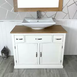 Bathroom Furniture | White |1000mm Vanity Cabinet Storage Sideboard and Ceramic - Picture 1 of 8