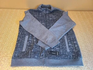 NWT - Alfani Grey/Black Squares Zip Sweatshirt - Large - Picture 1 of 2