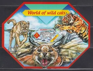 WCAT84 - WILD CATS ANIMALS STAMPS SOLOMON ISLANDS 2014 WILD CATS WORLD SS MNH - Picture 1 of 1