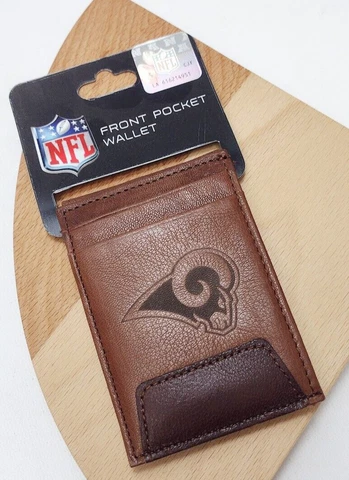 Los Angeles Rams Men's Leather Wallet - Brown Front Pocket Wallet - NFL Rams Cover