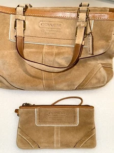 Juego de bolso y billetera Coach Rich de cuero gamuza/correas superiores con accesorios de latón - Imagen 1 de 12